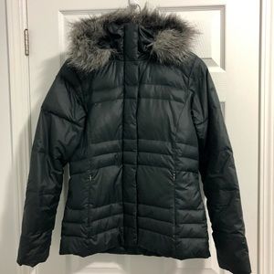 Columbia Black Puffer Jacket, Size Small, Removable Fur Trimmed Hood